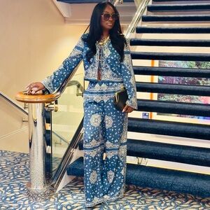 Gianni Bini Blue bandanna print top and pants